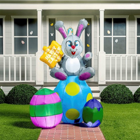 Joiedomi 6 Ft Easter Bunny On Eggs Inflatable Bunny With Sign ...