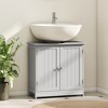 HOMCOM Under Sink Bathroom Cabinet with 2 Doors and Shelf, Pedestal Sink Bathroom Vanity Furniture, Light Gray - 3 of 4