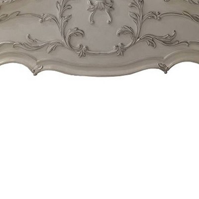 Dresden King Bed with Antique White Finish and Carvings
