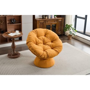 Vynxaria 37 Inch Rotating Accent Chairs, Dark Blue 360' Degree Swivel Barrel Chairs, Ideal for Bedroom and Living Room - 1 of 4