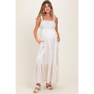 PinkBlush Peach Floral Floral Cotton Maternity Dress - 1 of 4