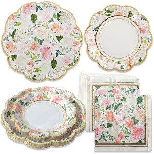 Kate Aspen Pink Floral Brunch 62 piece Tableware Set (16 guests) | 00264NA-KIT - 1 of 4