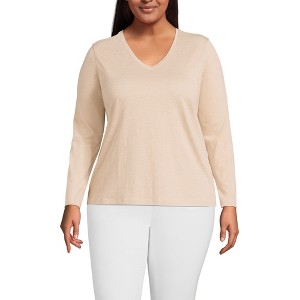 Lands' End Women's Relaxed Supima Cotton Long Sleeve V-Neck T-Shirt - 1 of 3