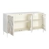 Treasure Trove Accents Three Door Credenza Cloudfield: Mango Wood, Iron Base, CNC Routed Leaf Design - 4 of 4