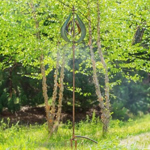 Evergreen 87.5"H Misting Wind Spinner, Copper and Verdigris Tulip - 1 of 4