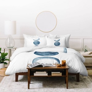 Deny Designs Kris Kivu Blue Moon Phases Watercolor Duvet Cover and Pillow Shams - 1 of 4