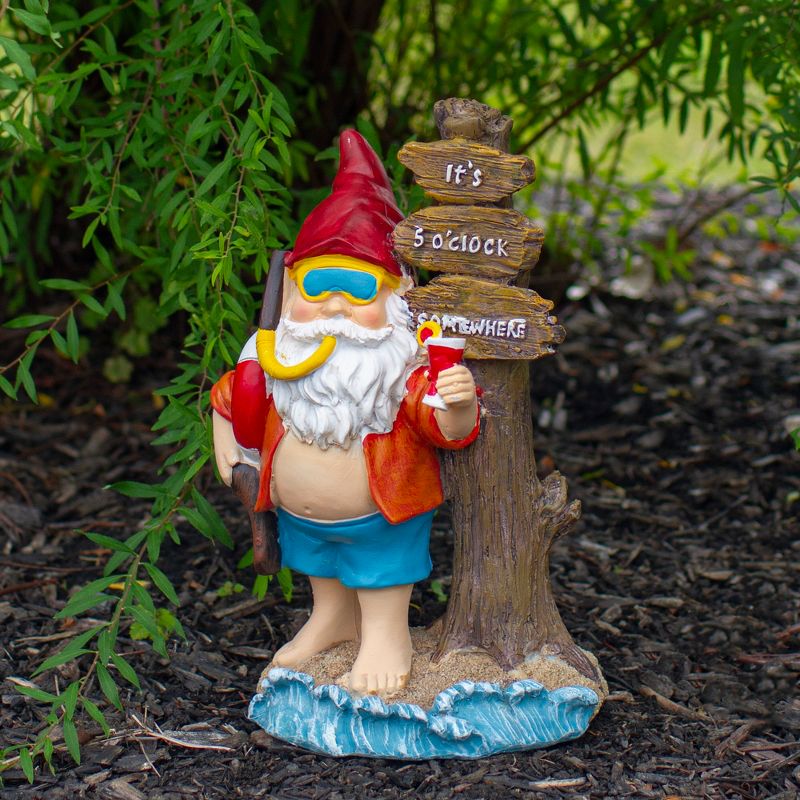 Northlight 10.5" Red and Blue Beach Gnome Outdoor Garden Statue, 2 of 6
