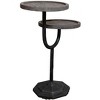 HomeRoots 19" Natural and Black Solid Wood and Iron Round Double Tray Top End Table - 4 of 4