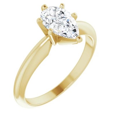Pompeii3 1/3Ct Solitaire Pear Shape Diamond Engagement Ring in 14k White or Yellow Gold