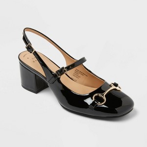 
Women's Lucky Square Toe Mary Jane Heels with Memory Foam Insole - A New Day™ Black - 1 of 4