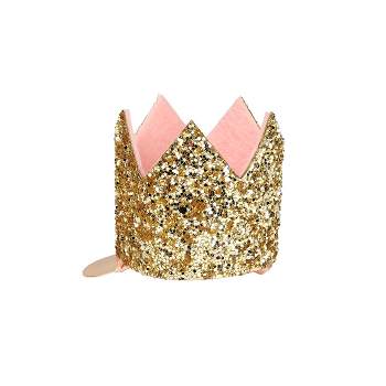 Meri Meri Mini Gold Glitter Crown Hair Clip (Pack of 1)