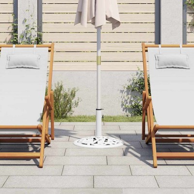 vidaXL Umbrella Base White Cast Iron Medium Decorative Inlays