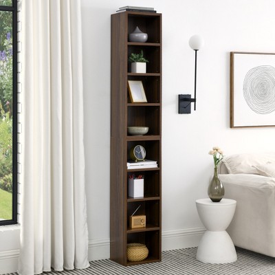 Lycvki 8-Tier Tall Narrow Decorative Bookshelf Storage Cabinet with Adjustable Shelves