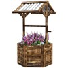 Outsunny Wooden Wishing Well Planter, Hexagon Raised Flower Bed with Galvanized Canopy, Outdoor Garden Box for Flowers and Vegetables - 4 of 4