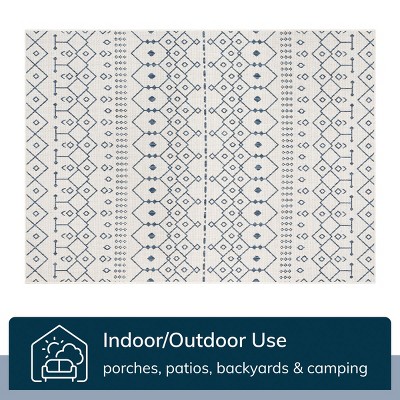 Nordic Lattice Light Blue Synthetic 8' x 10' Indoor/Outdoor Rug