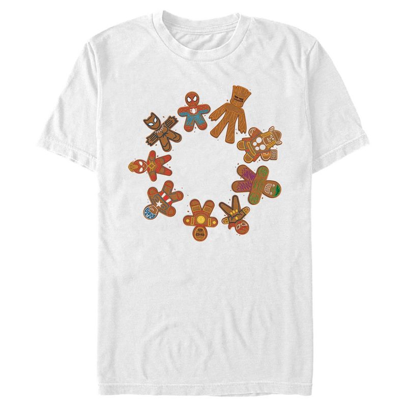 Men's Marvel Christmas Gingerbread Cookie Circle T-Shirt, 1 of 6