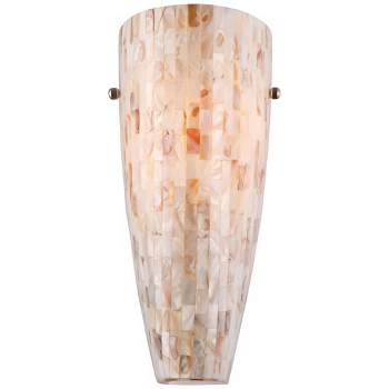 Possini Euro Design Isola Modern Wall Light Sconce Mosaic Mother of Pearl Glass Hardwire 5" Fixture for Bedroom Bathroom Vanity Reading Living Room