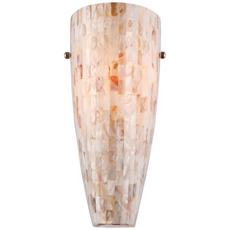 Possini Euro Design Isola Modern Wall Light Sconce Mosaic Mother of Pearl Glass Hardwire 5" Fixture for Bedroom Bathroom Vanity Reading Living Room, 1 of 6