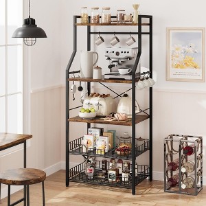 Kitchen Bakers Rack, Microwave Oven Stand with 2 Large Wire Basket - 1 of 4