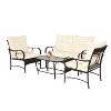 4pcs Outdoor Seating Group Furniture Sets, Patio Wicker Conversation Chat Set With Removable Cushions -ModernLuxe - 2 of 4