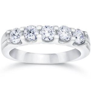 Pompeii3 1ct Lab Created Diamond 5-Stone Wedding Women's 10k White Gold Ring - 1 of 4