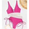 Wikineon Women's High Waisted Bikini Sets Two Piece Tummy Control Swimsuit Color Block Bathing Suits - 4 of 4