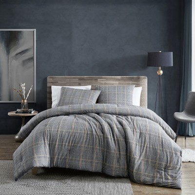 Linen Cotton Natural Black Pin Stripe Duvet Cover Set - King/Cal King