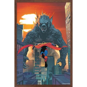 Trends International Justice League vs. Godzilla vs. Kong - Superman & Godzilla Framed Wall Poster Prints - 1 of 4