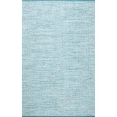 Aqua Blue Handwoven Cotton 4' x 6' Area Rug