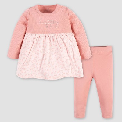 Gerber Baby Girls' 2pc Leopard Dress Set - Pink 6-9M