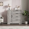 Wood Armoire Wardrobe Closet with 4 Drawers and Door, 43.3" Bedroom Cabinet, Hanging Rod, Clothing Storage Dresser - 3 of 4