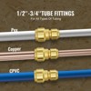 VEVOR Pipe Fittings, 1/2"-3/4" 12PCS Brass Pipe Fittings, Straight-Through Push-Fit Pipe Connector Brass Air Fittings, Gold - 3 of 4