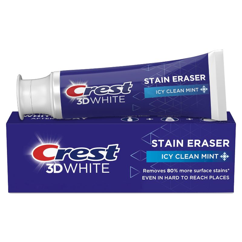 Crest 3D White Stain Eraser Teeth Whitening Toothpaste, Icy Clean Mint - 3.8 oz, 1 of 11