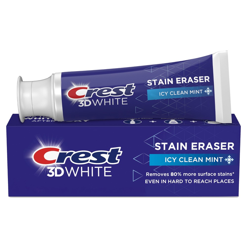 Photos - Toothpaste / Mouthwash Crest 3D White Stain Eraser Teeth Whitening Toothpaste, Icy Clean Mint - 3 