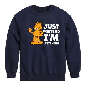 Boys' - Garfield - Pretend I'm Listening Graphic Long Sleeve Fleece Sweatshirt - 1 of 4