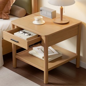 Christopher Knight Home Orvian Rubber Wood Rectangle End Table with Drawer - 1 of 4