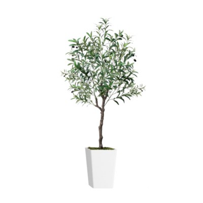 Maggift Artificial Plant Artificial Olive Tree 5FT with Pot and Moss Artificial Plants for Home Office Decor, Green, 10.2"*10.2"*60"