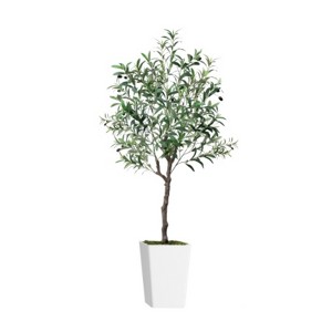 Maggift Artificial Plant Artificial Olive Tree 5FT with Pot and Moss Artificial Plants for Home Office Decor, Green, 10.2"*10.2"*60" - 1 of 4