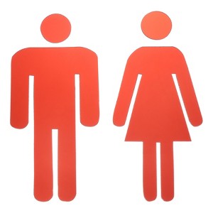 Unique Bargains Self-Adhesive Decor Office Business Men Women Restroom Sign 1 Set - 1 of 4