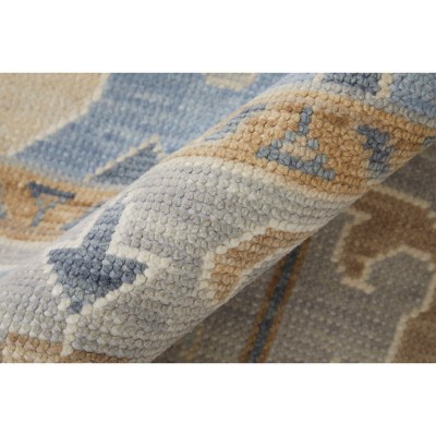 Karina Hand Knotted Blue and Beige Wool Area Rug