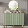 Freestanding  Fluted Wooden Dresser with 6 Drawers and Gold Handles – Modern Chest of Drawers for Bedroom Storage - 3 of 4