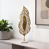 HomeRoots 28" Gold And White Aluminum And Marble Leaf Tabletop Sculpture - 2 of 4