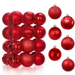 Joyfy 24ct Red Christmas Balls Ornaments Set, Christmas Tree Decorations Indoor, 2.36" Shatterproof Hanging Balls for Tree & Wreath Xmas Decor - 1 of 4