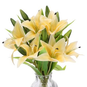 Unique Bargains Home Decor Lily Fake Artificial Flowers in Vase for Centerpiece Table - 1 of 4
