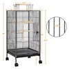 40" Large Standing Bird Cage, Metal Parrot Cage with Wood Perches & Pull Out Tray, Flight Bird Cage with Water Bottle & Feeder for Parakeet - 2 of 4