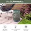 CAVINAS 13"x18" Ceramic Outdoor Small Side Table, Woven Lattice Outdoor Furniture Table, Outdoor Coffee Tables for Garden, Patio - 3 of 4