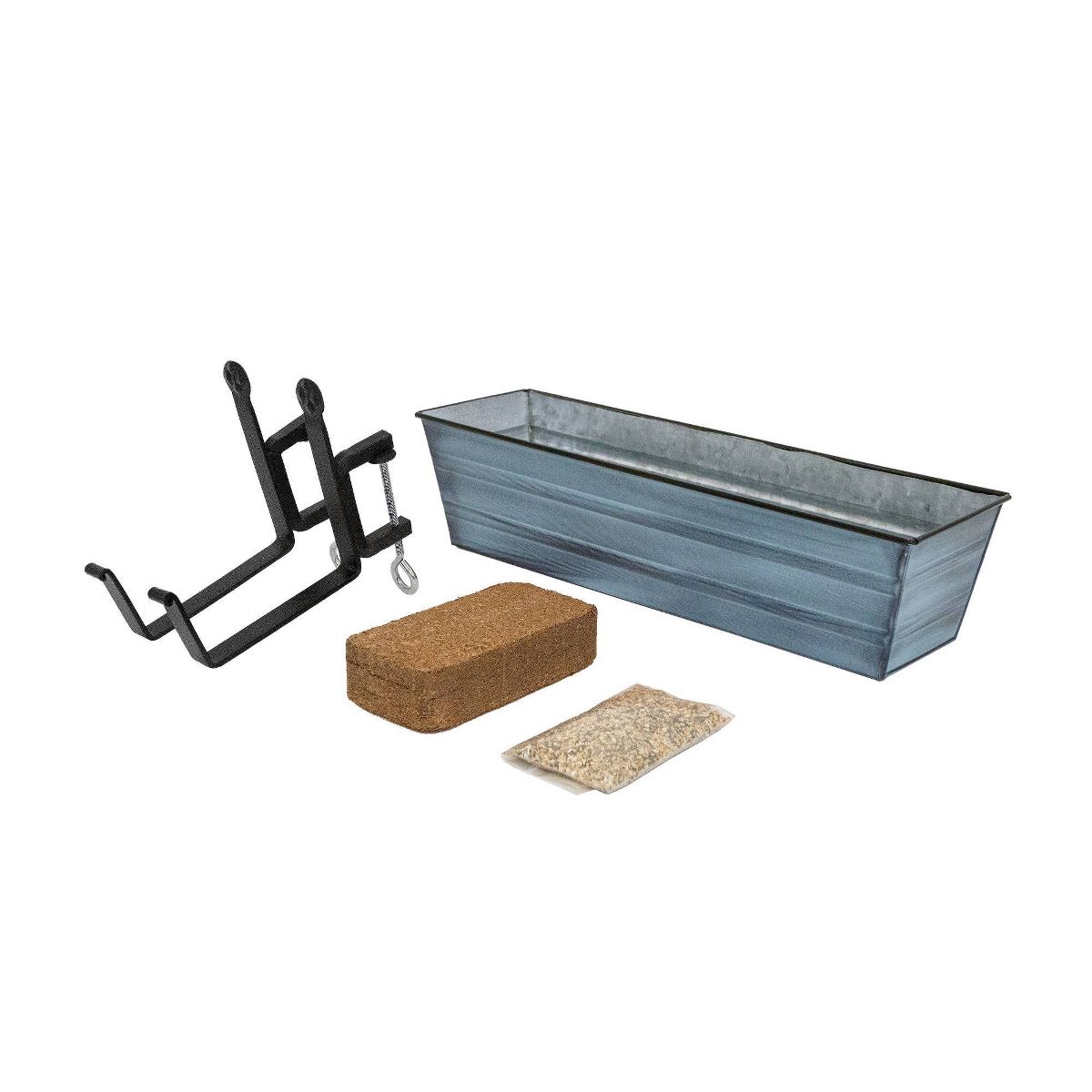 ACHLA Designs Small Nantucket Rectangular Galvanized Steel Outdoor Planter Box with Mounting Bracket Blue - thumbnail 7
