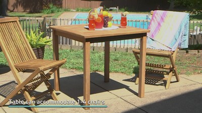 Sunnydaze Light Brown Teak Square Outdoor Dining Table