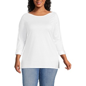 Lands' End Women's Supima Cotton Adjustable 3/4 Sleeve Boatneck Tunic - 1 of 4