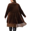 Agnes Orinda Women's Plus Size Velvet Layered Mesh Hem Open Front Long Sleeve Cardigans - 4 of 4